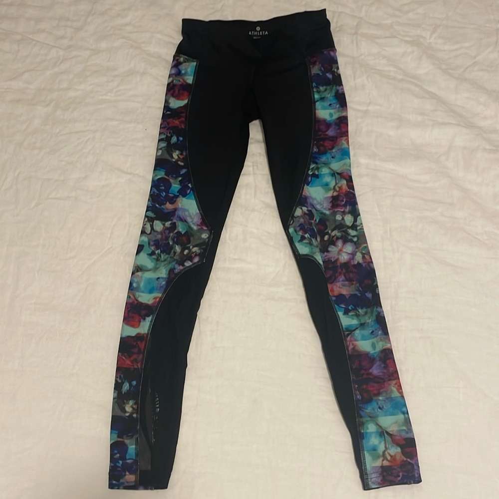 Athleta black and floral leggings